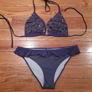👙 Woman's blue/white bikini XL with ruffle detail